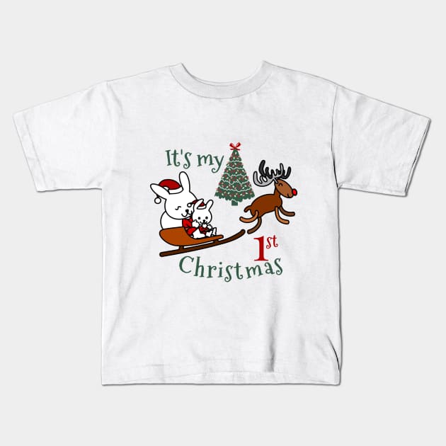 It’s My First Christmas Santa Mouse Kids T-Shirt by MedleyDesigns67